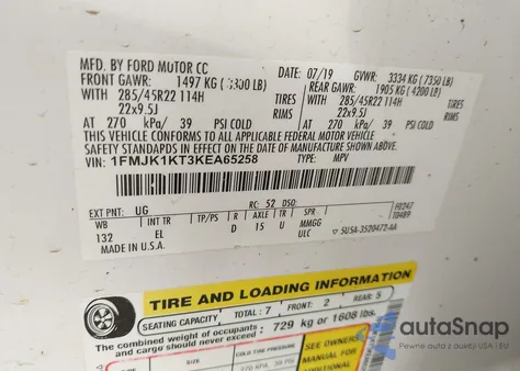 2019 Ford Expedition Max Limited from USA, damaged, VIN 1FMJK1KT3KEA65258